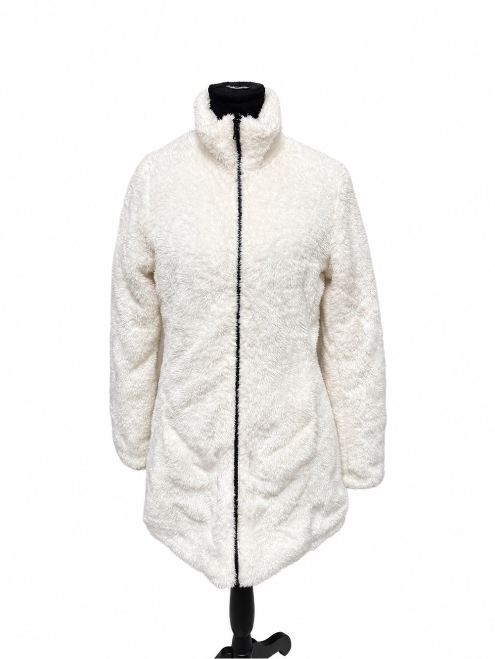 G.H. Bass Ivory Faux Fur Zip Jacket Size Small